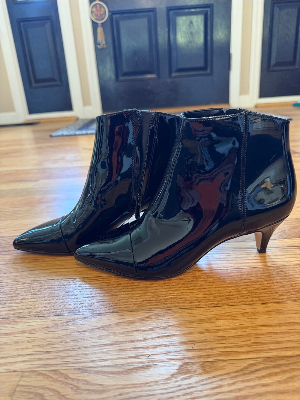 Sam Edelman Black Patent Pointed Toe Ankle Booties